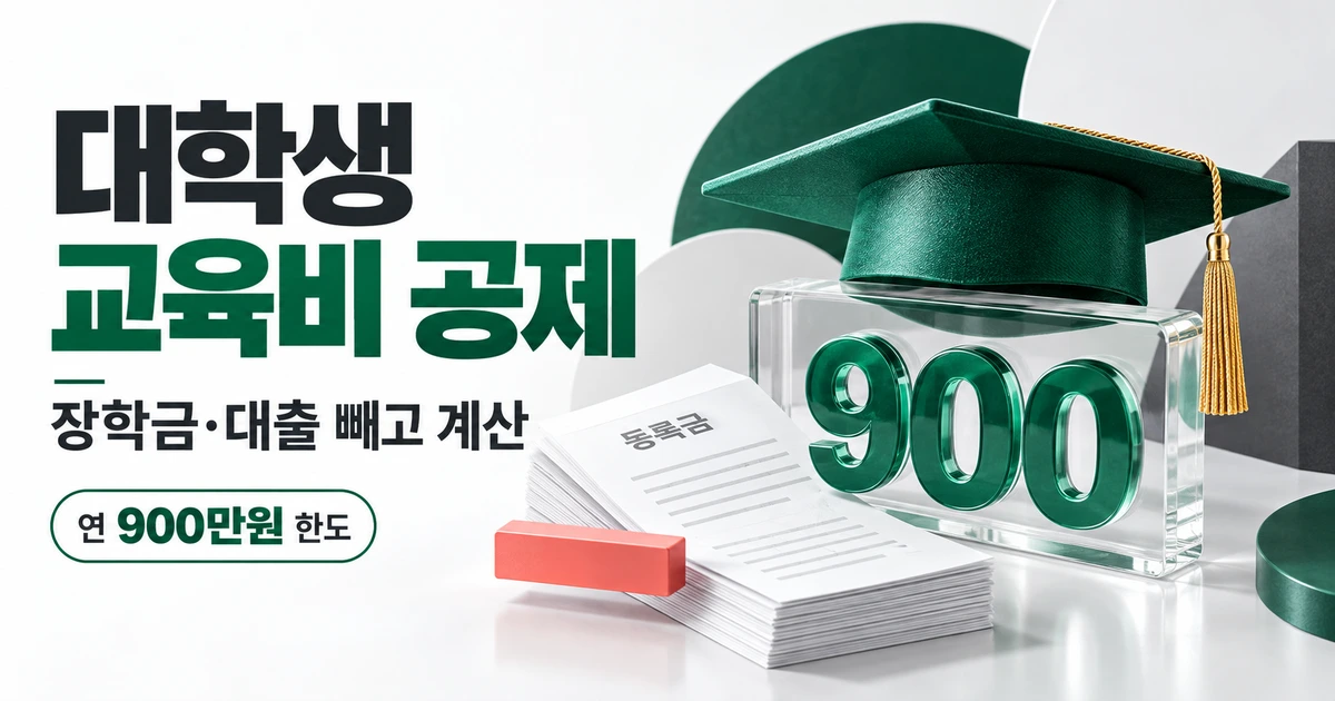 교육비 세액공제 계산, 대학생 자녀 등록금 900만원 한도와 장학금 차감