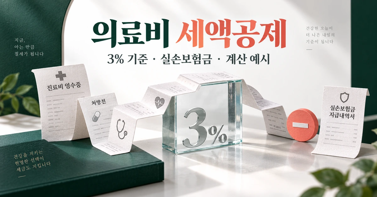 의료비 세액공제 계산, 총급여 3% 기준과 실손보험금 차감 예시