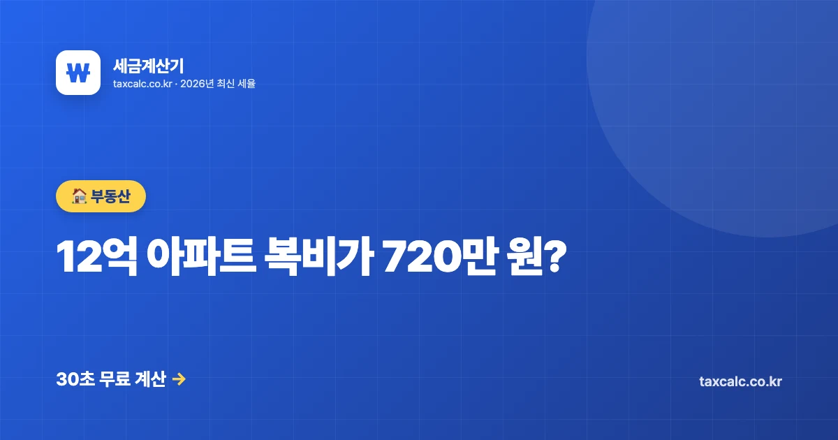 12억 아파트 복비가 720만 원? 부가세 포함 800만 원 — 부동산 중개수수료 구간별 상한 완벽 정리